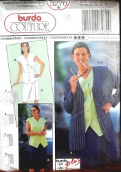 3270 BURDA BUTTON VEST, JACKET,  SKIRT LENGTHS PATTERN 18-28 UNCUT